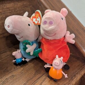 Peppa Pig Toy Lot Ty George Plush & Peppa Pig Toy With 2 Miniatures